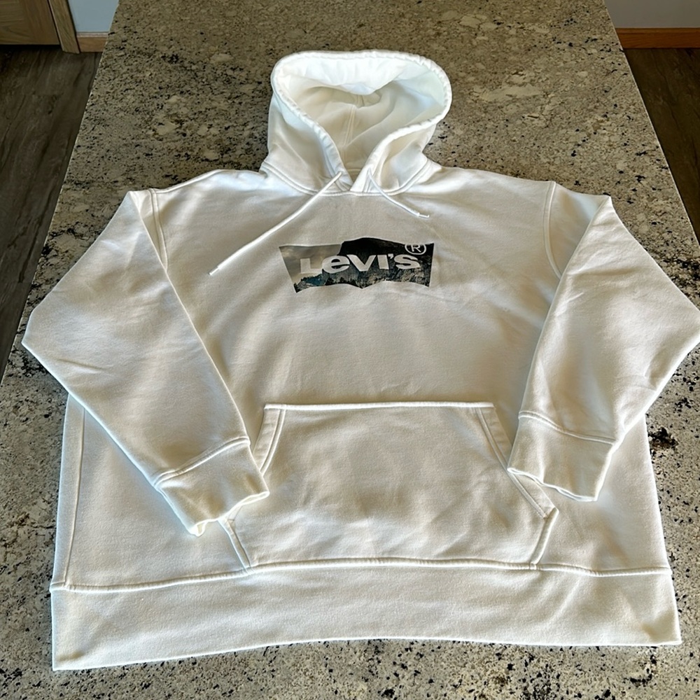 Levi’s Men’s Nature Logo Hooded Sweatshirt - White - XXL